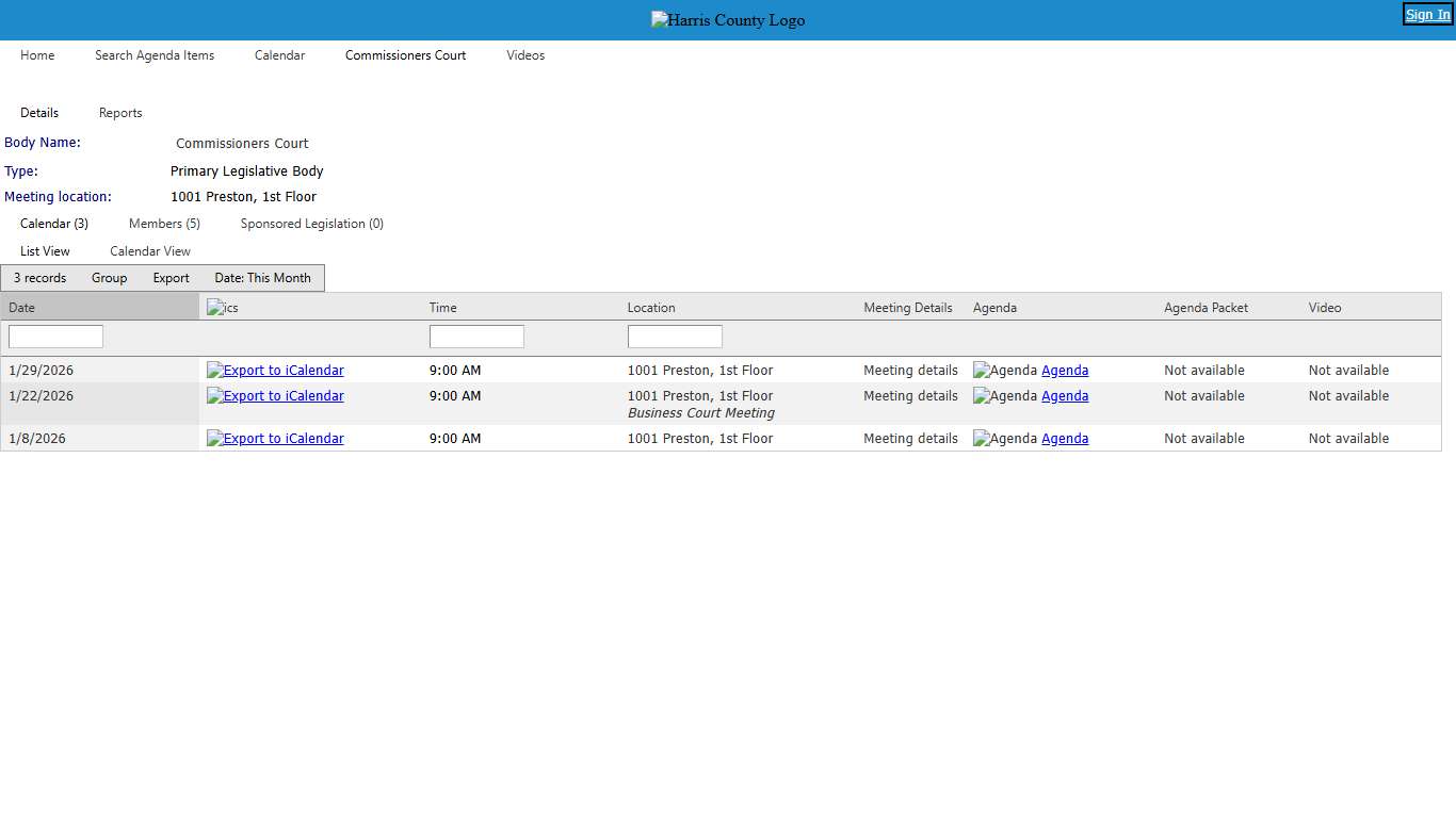 Harris County, Texas - Commissioners Court